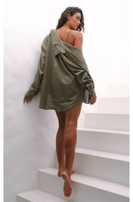 ANAHI VERDE OLIVA CAMISA COM LINHO