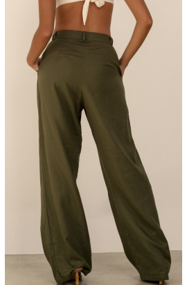 ANAHI VERDE OLIVA CALÇA COM LINHO