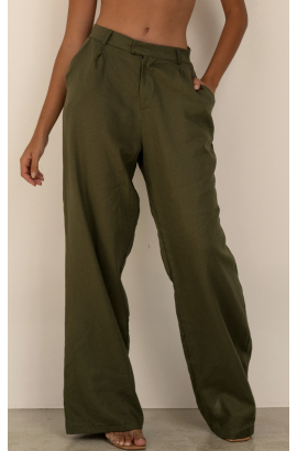 ANAHI VERDE OLIVA CALÇA COM LINHO