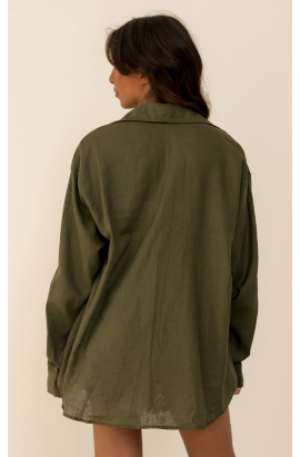 ANAHI VERDE OLIVA CAMISA COM LINHO