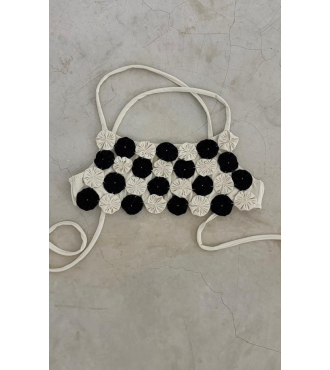 FLOR DO SERTÃO TOP CROPPED PRETO E OFFWHITE
