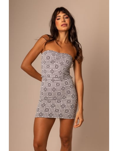 VICHY BARBIE BLACK DRESS TUBINHO